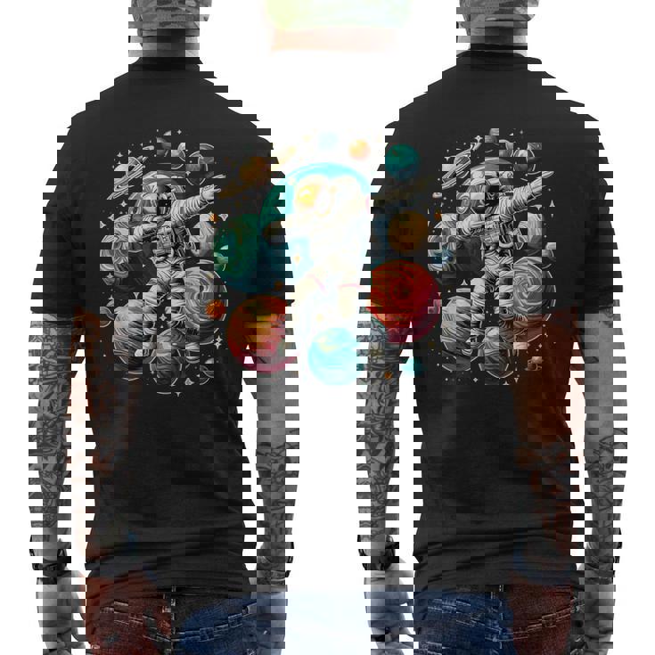 Astronaut Dabbing Planets Astronaut Science Space Men's T-shirt Back Print