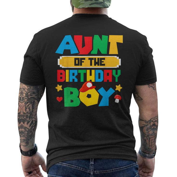 Aunt Of The Birthday Boy Game Gaming Family Matching Men's T-shirt Back Print