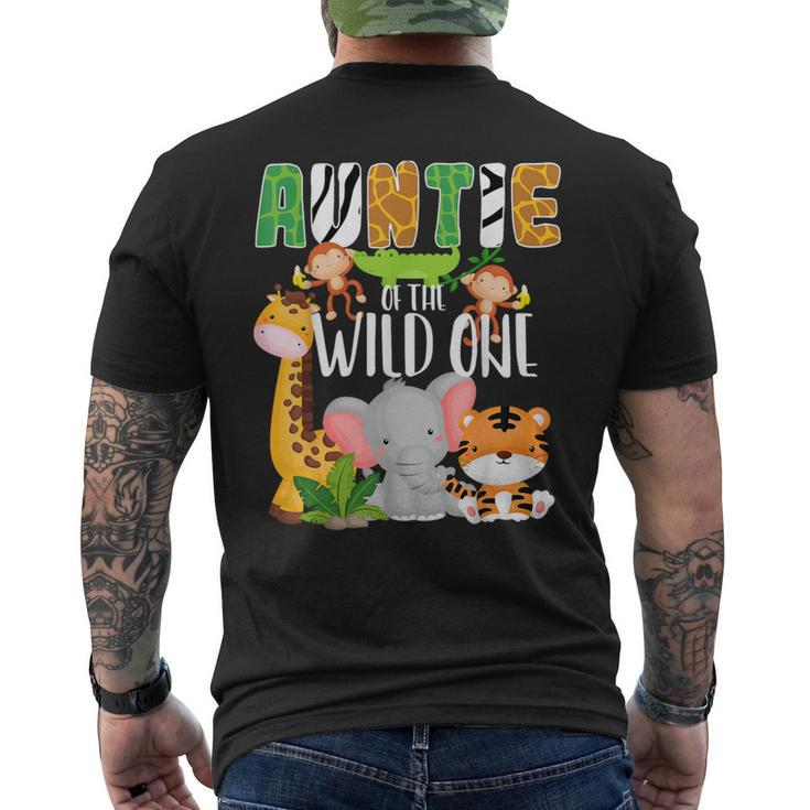 Auntie Of The Wild One Zoo Theme Birthday Safari Animals Men's T-shirt Back Print