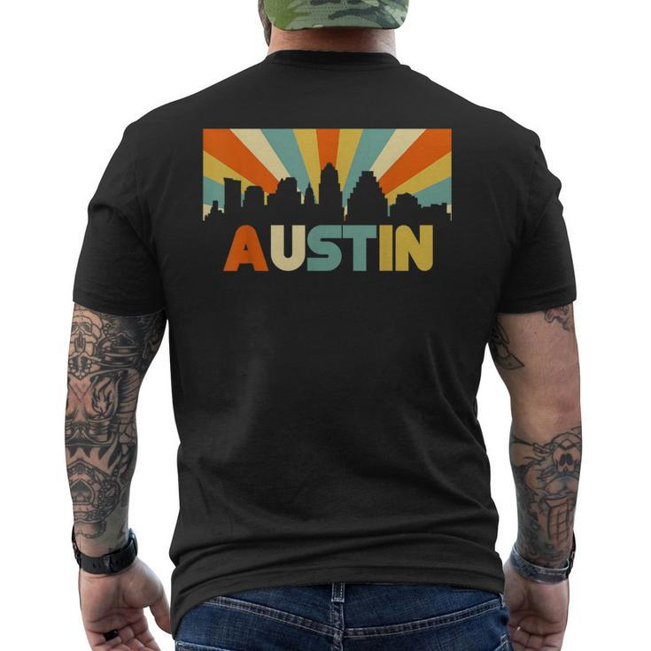 Austin City Skyline Texas State 70S Retro Souvenir Men's T-shirt Back Print