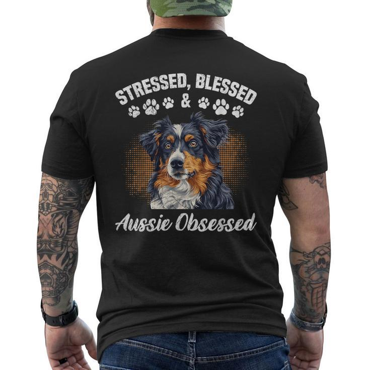 Australian Shepherd Stressed Blessed Aussie Lustig Besitzer T-Shirt mit Rückendruck