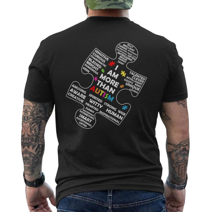 I Am More Than Autism Awareness Asd Puzzle Piece Support Men's T-shirt Back Print