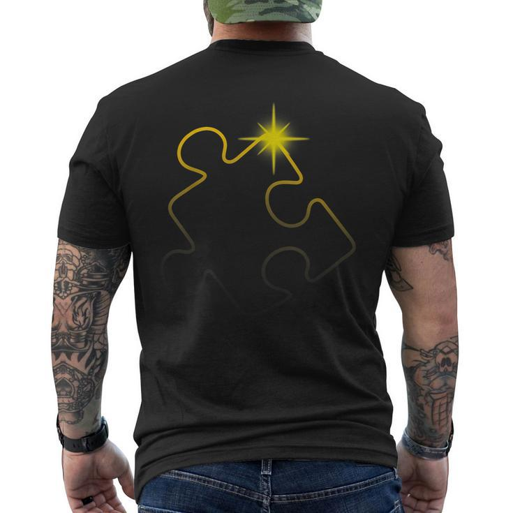 Autism Awareness Puzzle Piece Total Solar Eclipse 2024 Men's T-shirt Back Print