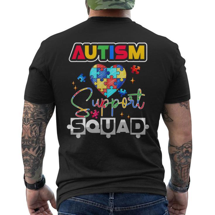 Autism Awareness Autism Squad Support Team Colorful Puzzle Men's T-shirt Back Print