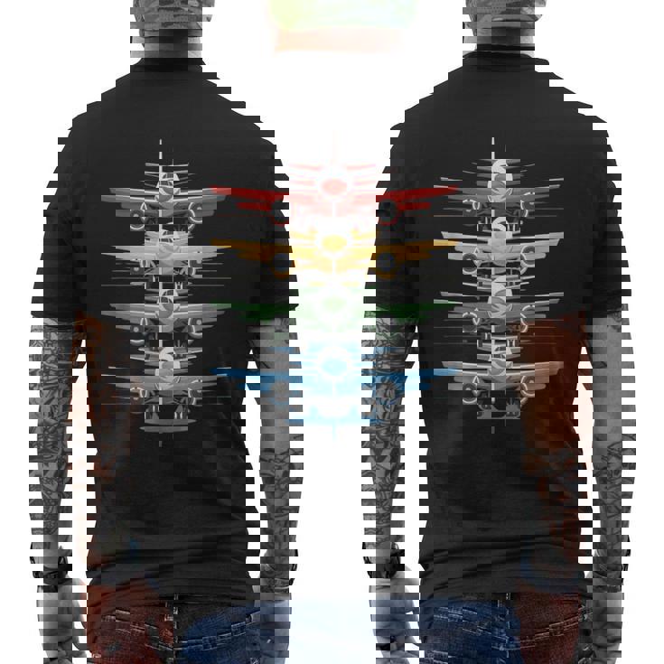 Aviation Airplane Flying Airline Colorful Enthusiast Pilot Men's T-shirt Back Print