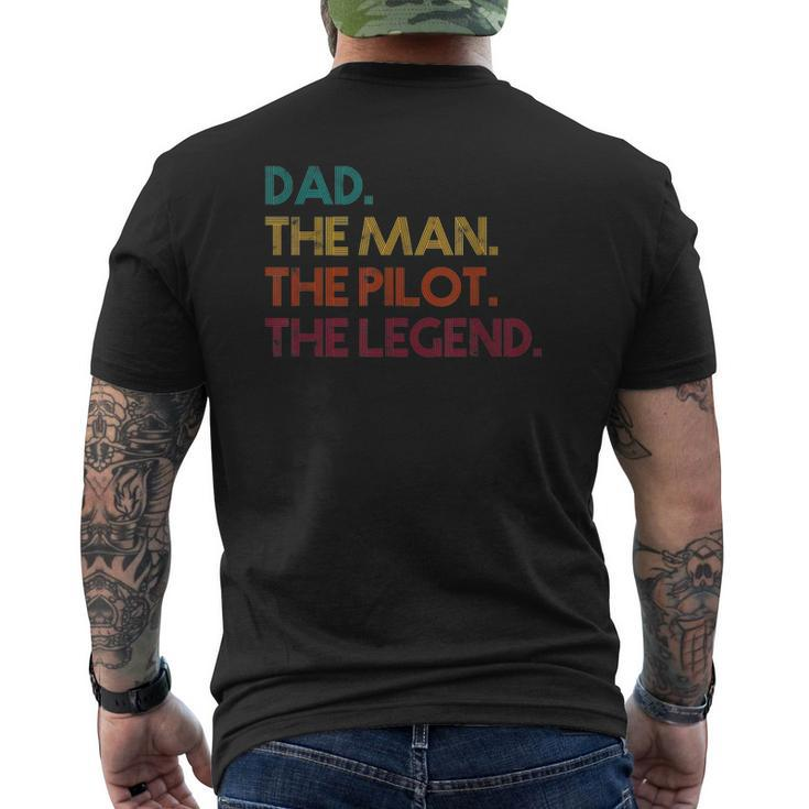 Aviation Retro Style Dad The Man Pilot Legend Dad Mens Back Print T-shirt