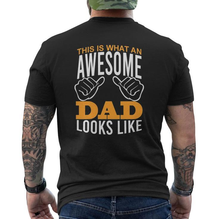 Awesome Best Dad Thumbs Up Proud Daddy Father's Day Mens Back Print T-shirt