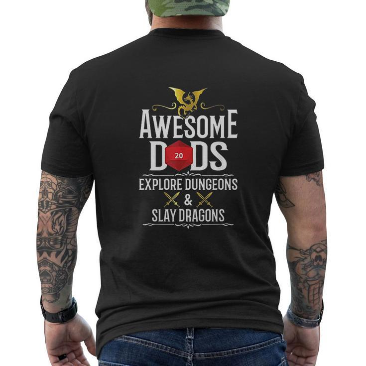 Awesome Dads Explore Dungeons And Slay Dragons Mens Back Print T-shirt