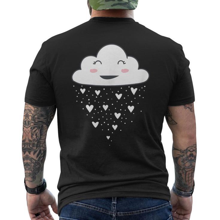 Awesome White Cloud Rain Raindrop Hearts Print Men's T-shirt Back Print