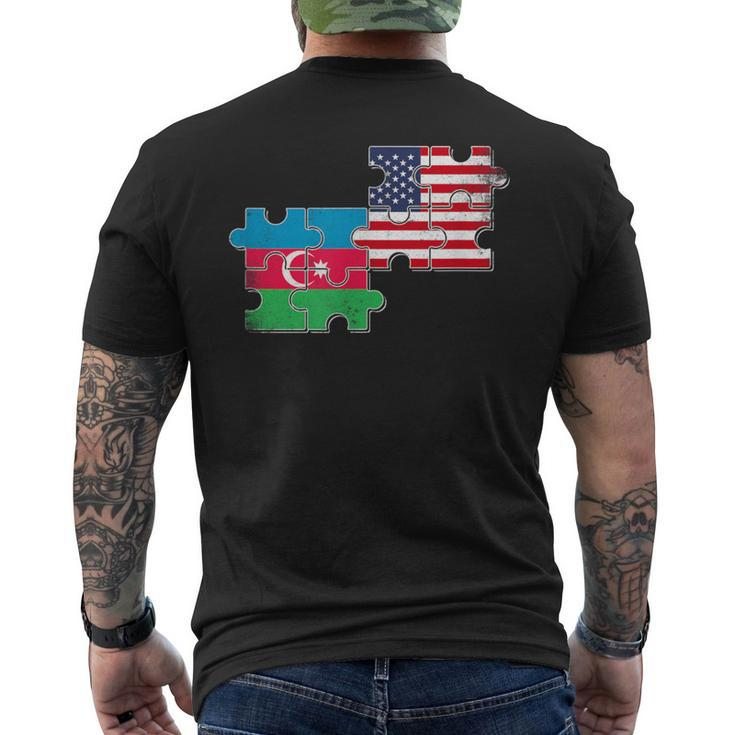 Azerbaijan Usa Vintage Flag American Azerbaijani Men's T-shirt Back Print