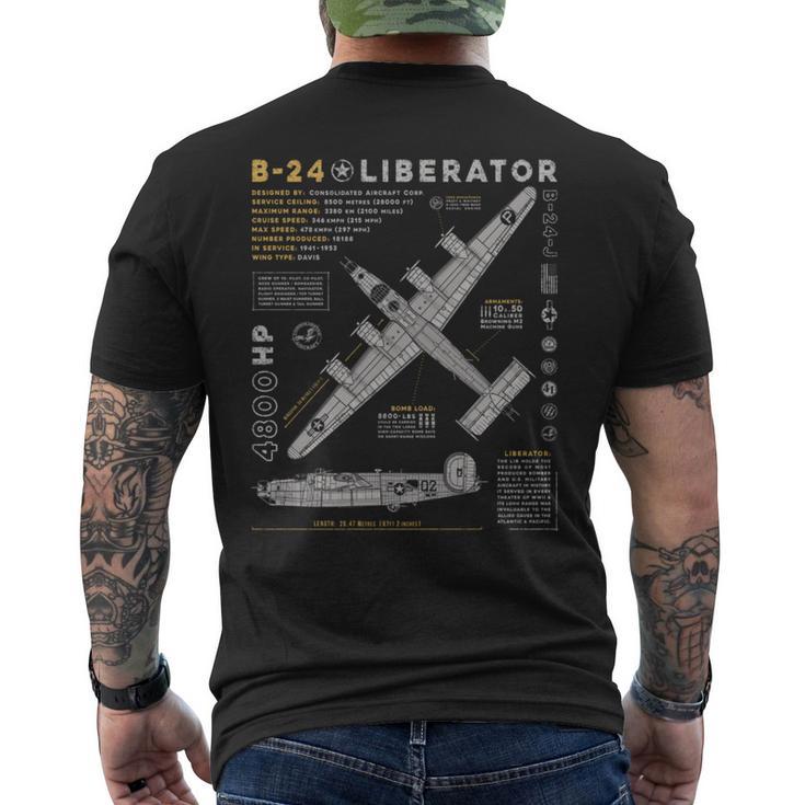 B-24 Liberator Consolidated Aircraft B24 Bomber Vintage Men's T-shirt Back Print