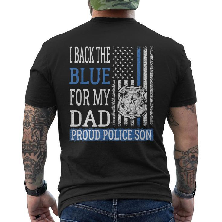I Back The Blue For My Dad Proud Police Son Thin Blue Line Men's T-shirt Back Print