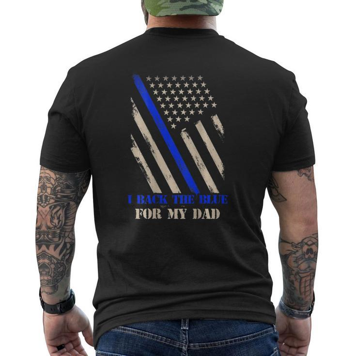 Back The Blue For My Dad Proud Police's Kids Art On Back Mens Back Print T-shirt