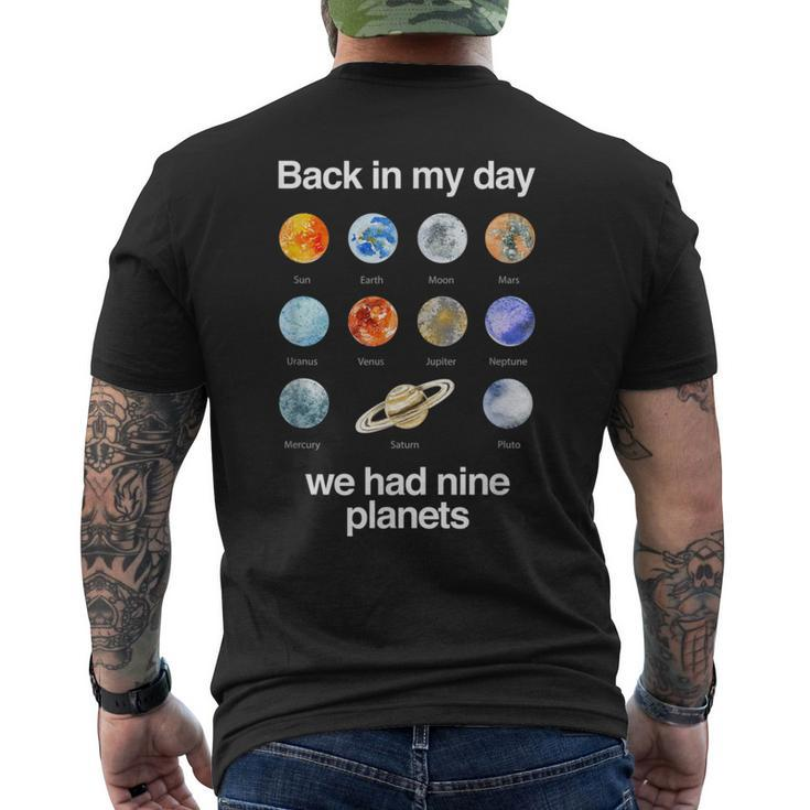 Back In My Day We Had Nine Planets Science Men's T-shirt Back Print