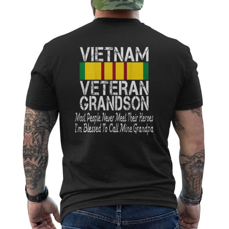 Print On Back Vintage Proud Vietnam Veteran Grandson Mens Back Print T-shirt