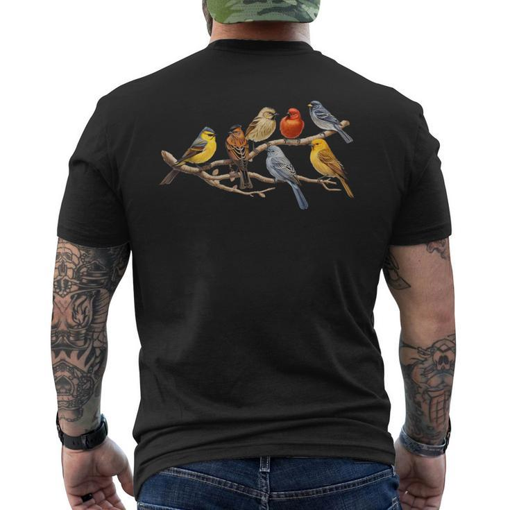 Backyard Bird Watching Watcher Birder Birds On A Branch Men's T-shirt Back Print