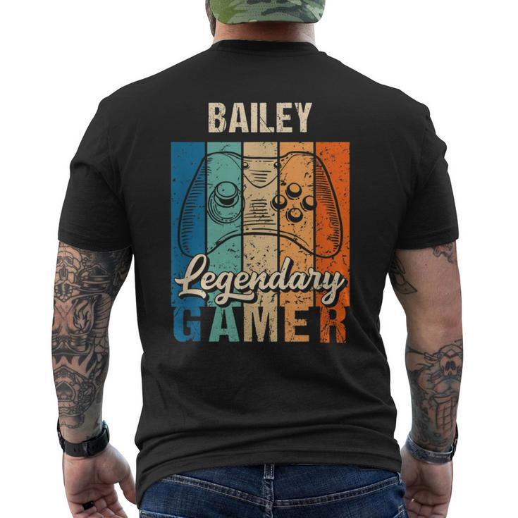 Bailey Name Personalized Retro Legendary Gamer Men's T-shirt Back Print