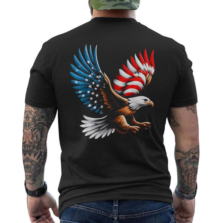 Bald Eagle & Patriotic American Flag 4Th Of July Men's T-shirt Back Print