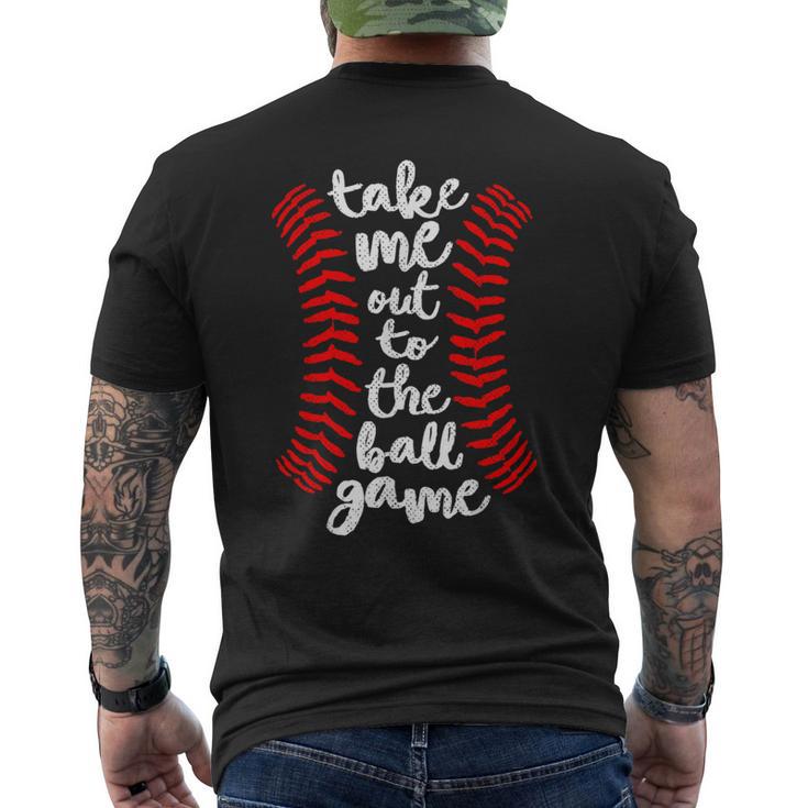 Take Me Out Ball Game Baseball Song Red Blue Black Men's T-shirt Back Print