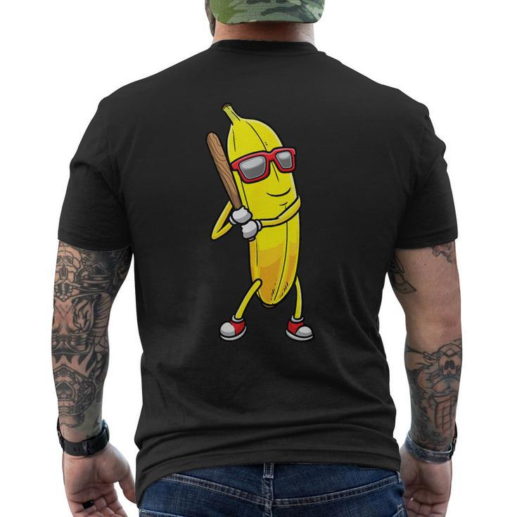 Banana Playing Baseball Fruit Lover Baseball Player Men's T-shirt Back Print