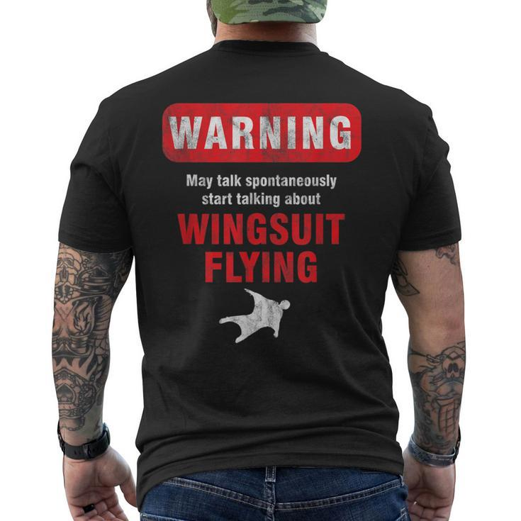 Base Jumper Skydiver Warning May Talk About Wingsuit Flying Men's T-shirt Back Print