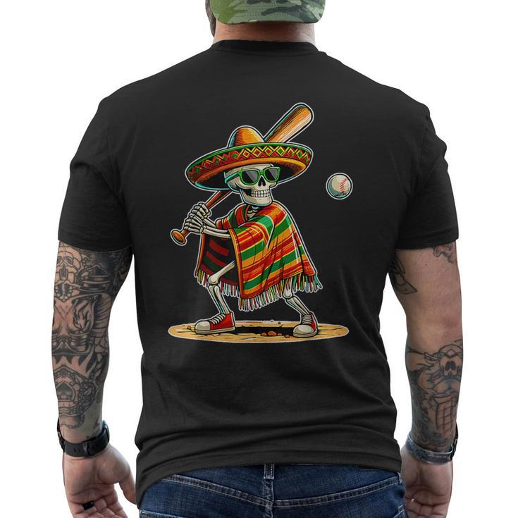 Baseball Skeleton Mexican Sombrero Cinco De Mayo Men's T-shirt Back Print