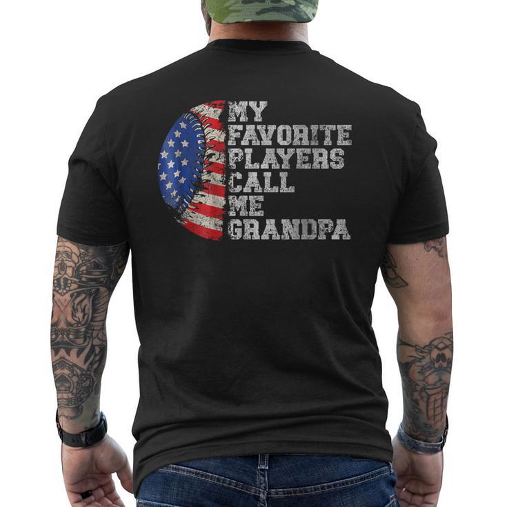 Baseball Softball My Favorite Player Calls Me Grandpa Men's T-shirt Back Print