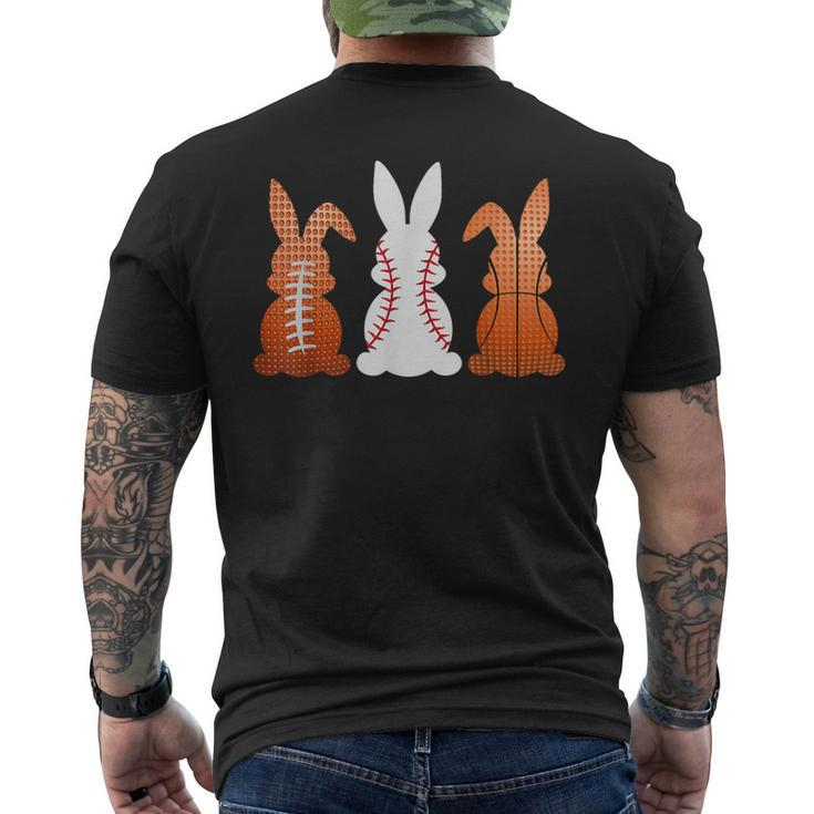 Basketball Baseball Football Sports Easter Bunny Rabbits Men's T-shirt Back Print