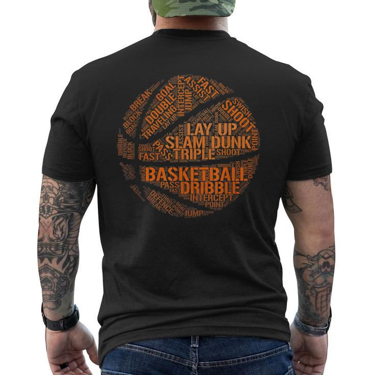 Basketball Terms Motivational Word Cloud Boys Girls Men's T-shirt Back Print