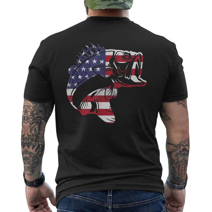 Bass Fishing Usa American Flag 4Th Of July Fisherman Men's T-shirt Back Print