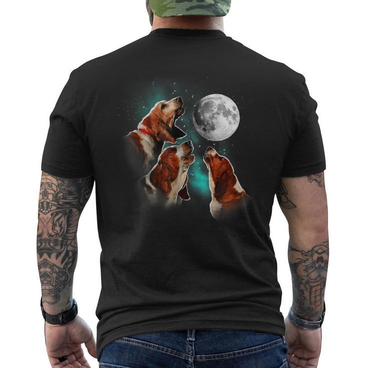 Basset Hound Howling At The Moon Basset Hound Men's T-shirt Back Print