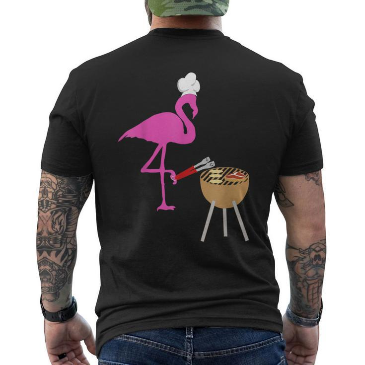 Bbq Flamingos Pink Birds Grilling Grillmasters Cooking Men's T-shirt Back Print