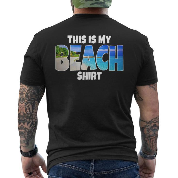 Beach Ocean Vacation Souvenir Keepsake Sand Water Sea Men's T-shirt Back Print