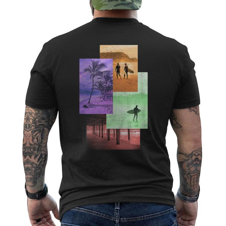 Beach Scene Surfing Ocean Men's T-shirt Back Print