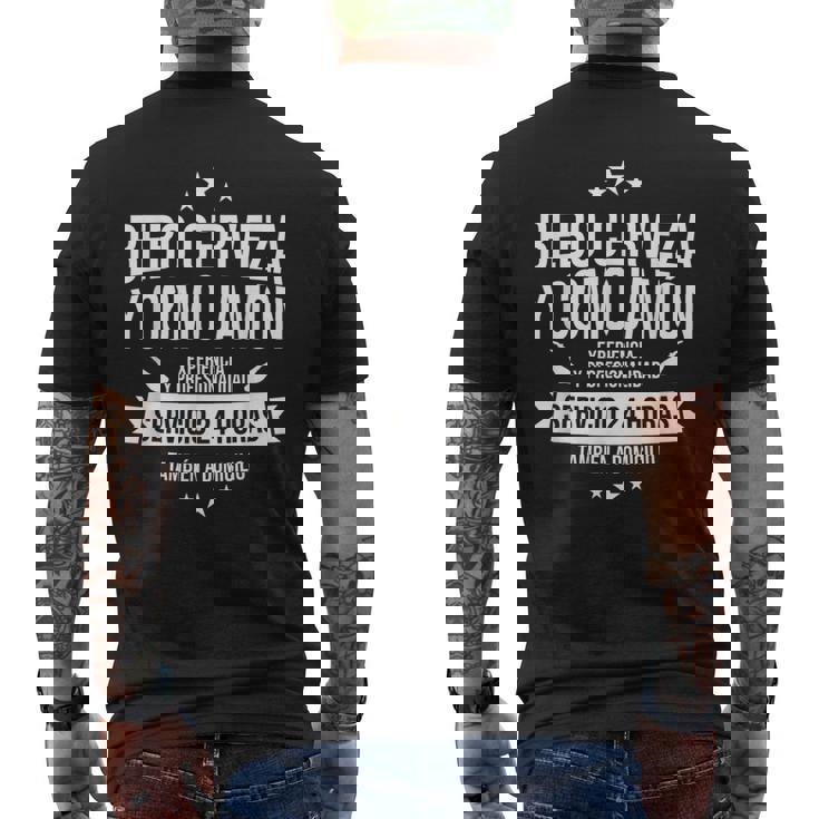 Bebo Cerveza Y Como Jamon A Domicilio Servicio Garantizado Camiseta Hombre Estampado Espalda