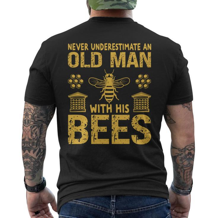 Beekeeping Never Underestimate An Old Man With His Bees Men's T-shirt Back Print