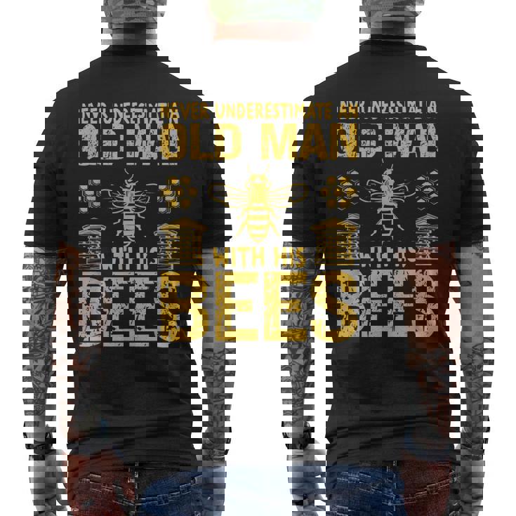 Beekeeping Never Underestimate An Old Man With His Bees Men's T-shirt Back Print