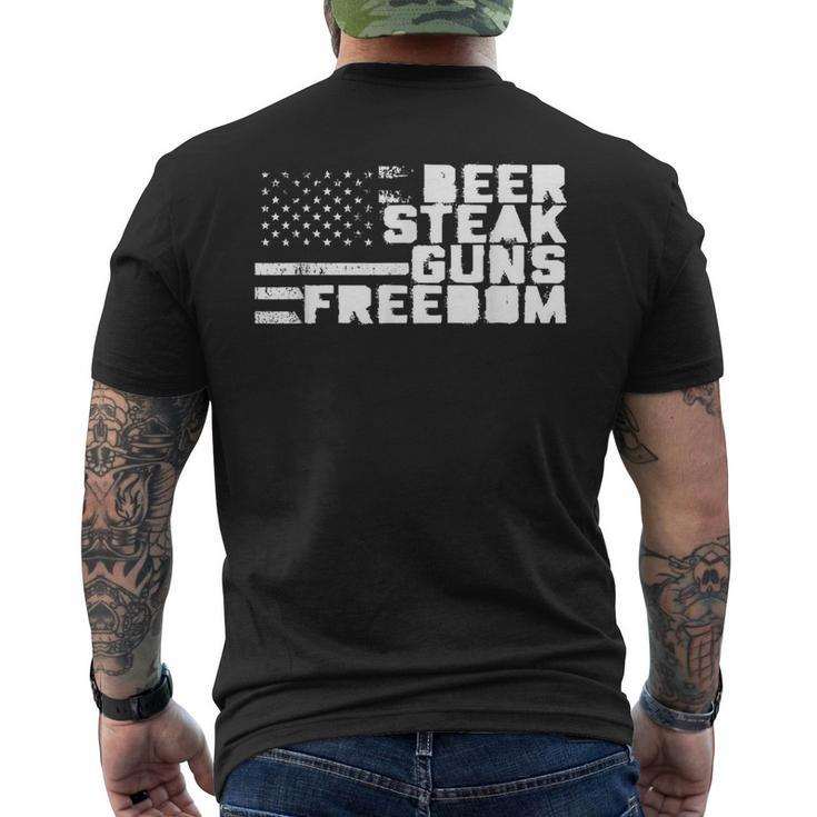 Beer Steak Guns & Freedom American Flag Men's T-shirt Back Print