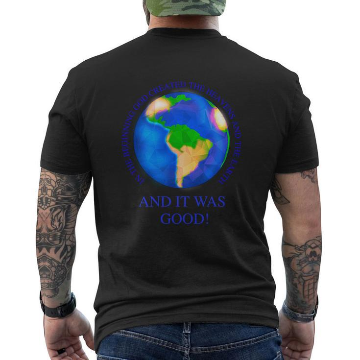 In The Beginning God Created The Heavens And Earth Mens Back Print T-shirt