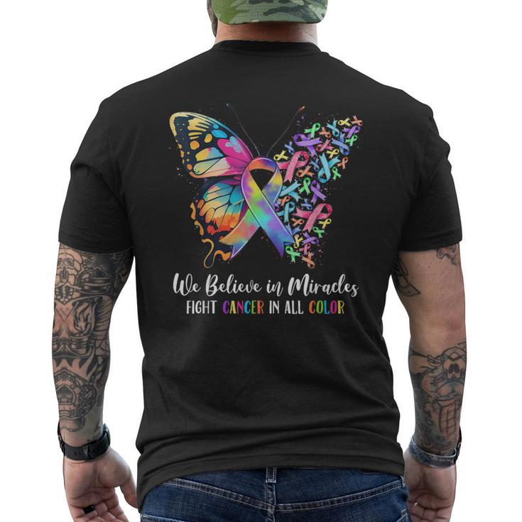 We Believe In Miracles Fight In All Color Support The Cancer Men's T-shirt Back Print