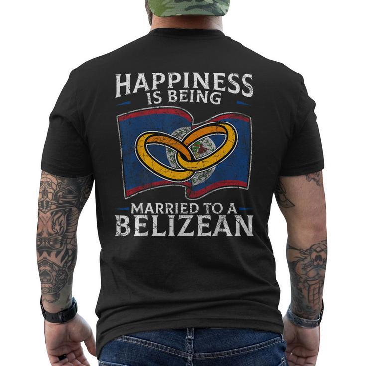 Belizean Marriage Belize Married Flag Wedded Culture Men's T-shirt Back Print