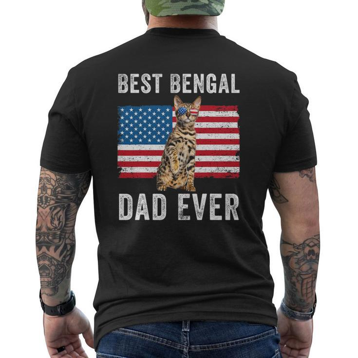 Bengal Dad American Flag Bengal Cat Lover Owner Kitty Kitten Mens Back Print T-shirt