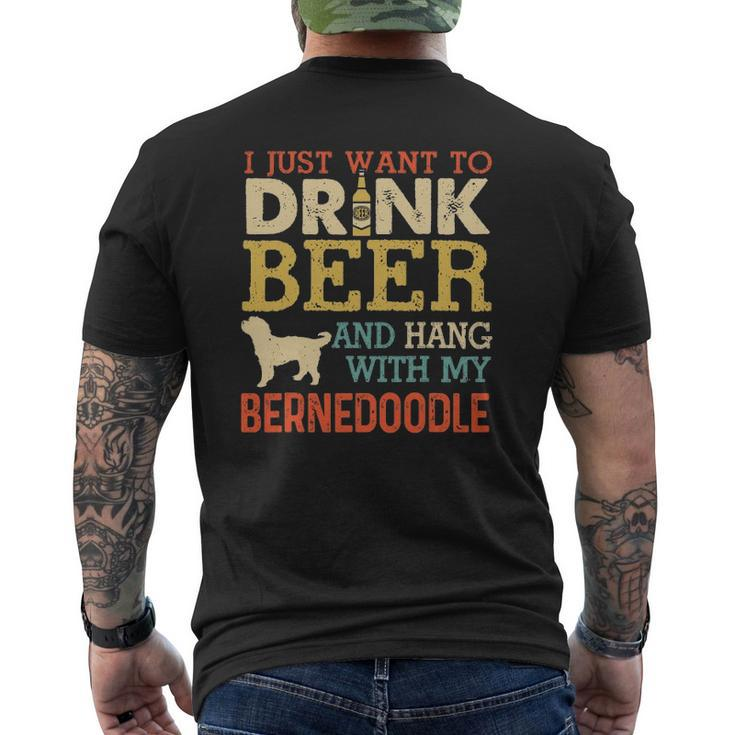 Bernedoodle Dad Drink Beer Hang With Dog Men Vintage Mens Back Print T-shirt