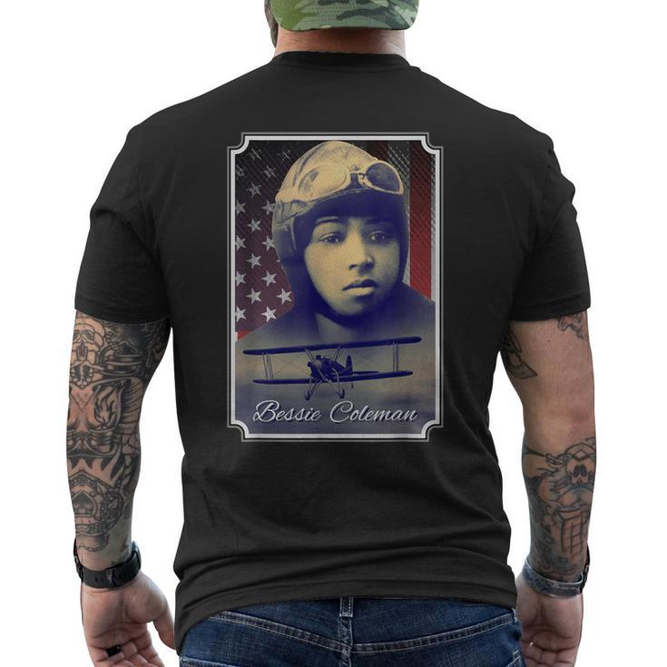 Bessie Coleman Black History Month Pioneer Aviator Men's T-shirt Back Print
