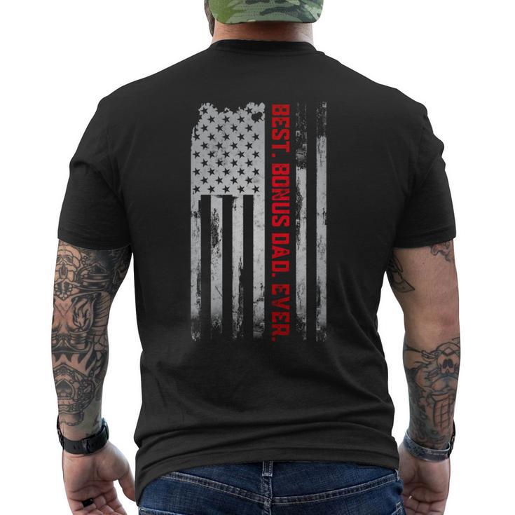 Best Bonus Dad Ever Amerikanische Usa-Flaggeatertagsgeschenk Papa T-Shirt mit Rückendruck