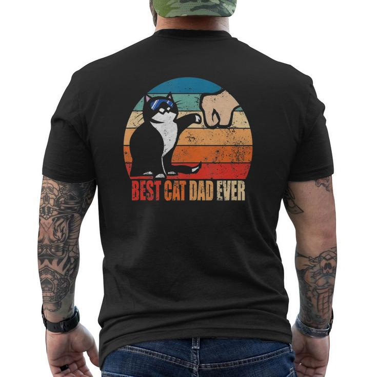 Best Cat Dad Ever Paw Fist Bump Father's Day Tee Mens Back Print T-shirt