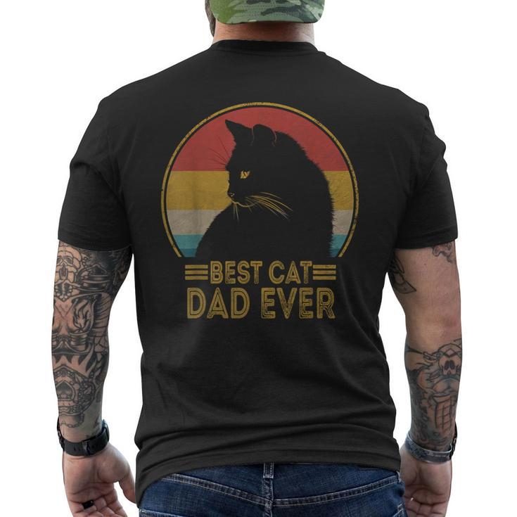 Best Cat Dad Ever Retro Sunset Daddy Cat Father's Day Men's T-shirt Back Print