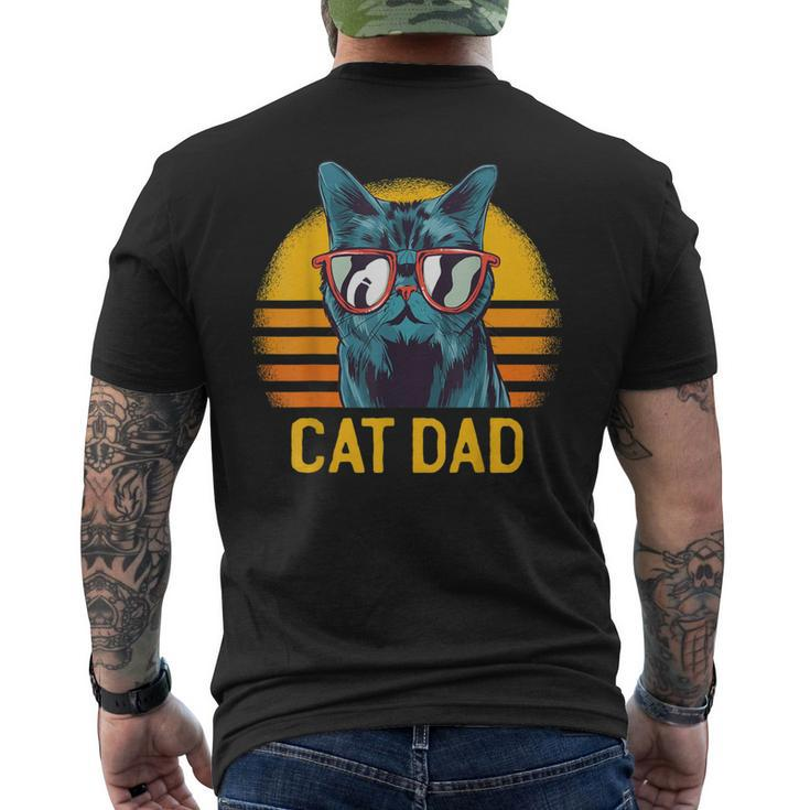 Best Cat Dad Fathers Day Kitty Daddy Papa Vintage Men's T-shirt Back Print