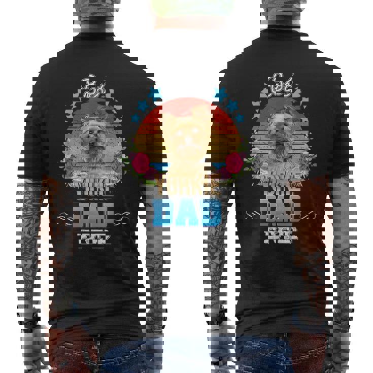 Best Dog Dad Ever Yorkie Floral Retro Father Day Love Mother Men's T-shirt Back Print