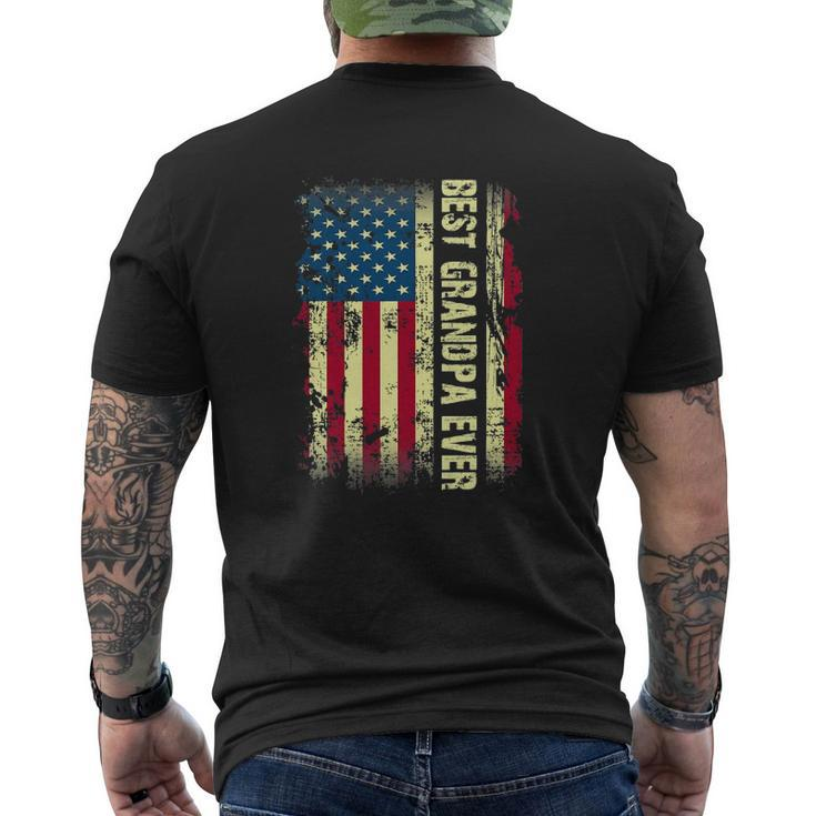Best Grandpa Ever Vintage American Flag Fathers Day Tee Mens Back Print T-shirt